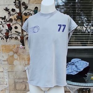 Athentiq Clothing Gray Sleeveless Tank LA DONCIC 77 Purple Graphics Muscle Tee L